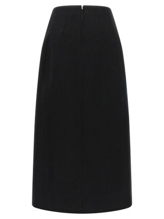 Jil Sander Virgin Wool Slit Skirt - Black
