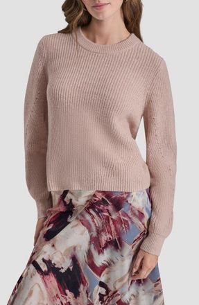 DKNY Rib Cotton Blend Sweater in Cameo at Nordstrom, Size X-Small