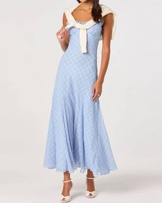 Astr Maeryn Ruffle Trim Maxi Dress In Blue Plaid