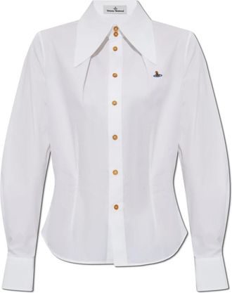 Vivienne Westwood Shirt met Logo - Dames - Overhemden - Wit - L - Katoen - Overhemden