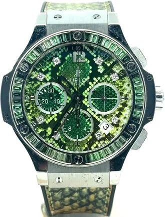 Hublot Pre-owned Hublot Big Bang Bao Bang Chronograph Diamond Green Dial Mens Watch 341.SX.7817.PR.1978