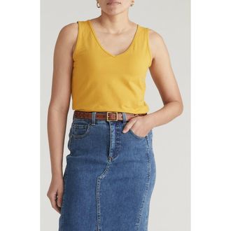 Universal Standard Double V Stretch Cotton Tank in Goldenrod Yellow at Nordstrom, Size 3Xl