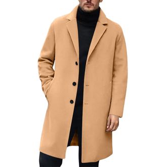 Generic Mens Duffle Coat Mens Wool Coats Singlebreasted Long Coats Thick Winter Jacket Elegant Outwear Casual Warm Slim Fit Outwear Wool Business Winter Jacke