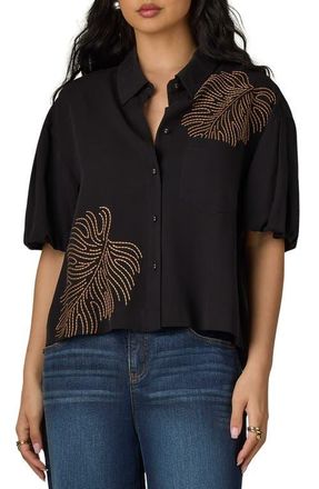 Wit & Wisdom Drop Shoulder Bubble Sleeve Top in Black at Nordstrom, Size X-Large