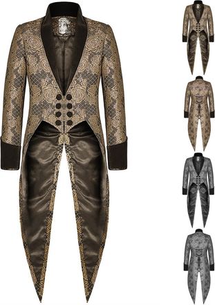 Generic Mens Gothic Tailcoat Jacket UK Sale Clearance Man Floral Jacquard Tuxedo Coat Retro Medieval Tail Coat Retro Steampunk Jackets Victorian Tuxedo Unifor