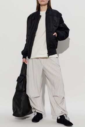 Yohji Yamamoto Striped Pattern Trousers, Womens, Cream