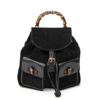 Gucci Pre-owned Womens Large Bamboo Backpack - Black - One Size