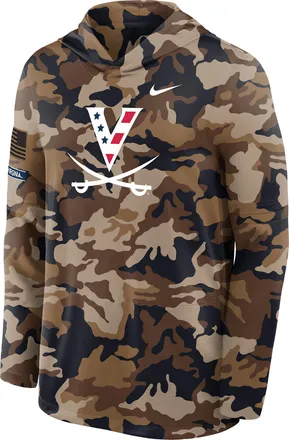Nike Virginia 2026 Military Appreciation Nike Mens Dri-FIT College Long-Sleeve Hooded Top in Brown | IV7947-270