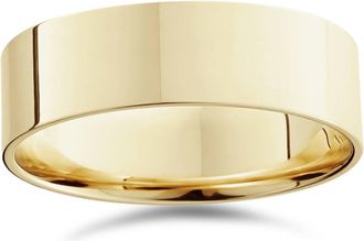 Pompeii3 7mm Flat High Polished Wedding Band 14K Yellow Gold Size Selectable