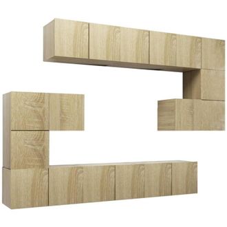 vidaXL Set De Muebles Sal&oacute;n Tv 10 Pzas Madera Ingenier&iacute;a Roble Sonoma Vidaxl