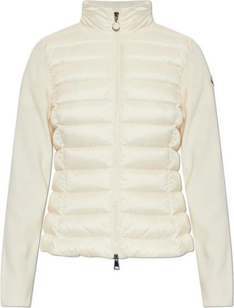 Moncler Vest met een voorkant gevuld met dons - Dames - Gewatteerde jassen - Beige - XS - Wol - Jassen