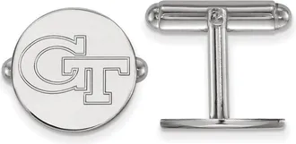 Diamond2Deal Sterling Silver Rhodium-plated Georgia Institute of Technology G-T Cuff Links