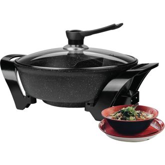 Brentwood Electric Non-Stick Shabu Shabu Pot with Divider in Black at Nordstrom