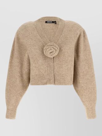 Rotate textured knit cropped v-neck cardigan