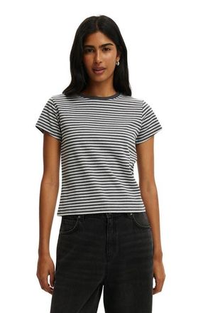 Cotton On Womens 90S Baby Tee in Madi Stripe Grey Marle at Nordstrom, Size Xxx-Small