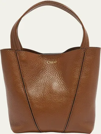【Chloe】SMALL BUCKET SPIN◆CH25US745P12 Chloe Spin Mini Bucket Tote Bag in Denim and Leather