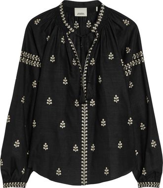 Isabel Marant Rodis Floral-embroidered Silk Blouse - Black - 38 (UK10 / S)