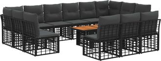 vidaXL Conjunto De Sof&aacute;s De Jard&iacute;n 14 Uds. Negro Y Gris Oscuro Vidaxl