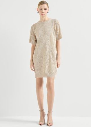 Brunello Cucinelli Dazzling water lilies mini dress in Beige at Nordstrom, Size Xx-Large Eu