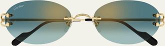 Cartier D&eacute;cor C de Cartier 55mm Oval Metal Sunglasses