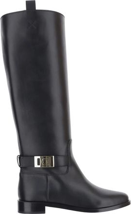 Ferragamo Zakia Leren Laarzen - Dames - Hoge Laarzen - Zwart - 37 1/2 EU - Leer - Schoenen