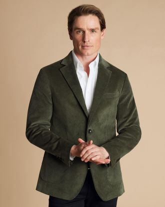 CHARLES TYRWHITT Corduroy Cotton Jacket - Forest Green Size 44R R by Charles Tyrwhitt