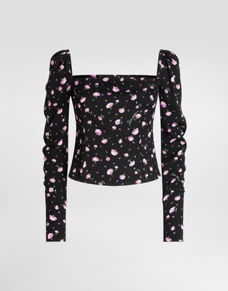 Dolce & Gabbana Carnations-print Silk Top - Woman Shirts And Tops Multicolor 38