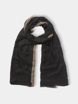 Me&K Cashmere Border-Stripe Scarf (78.5in/2m)
