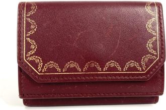 Cartier Wine Red Leather Wallet (Tri-Fold) (Pre-Owned)