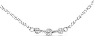 House of Brilliance Sterling Silver 1/5 Cttw Lab Grown Diamond 3 Stone Station Necklace