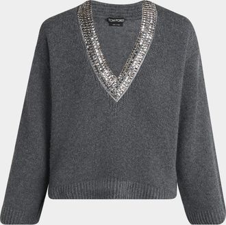 Tom Ford Embellished V-Neck Cashmere Sweater