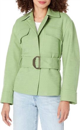 Vince Belted Sahariene Long Sleeve Jacket In Pistachio