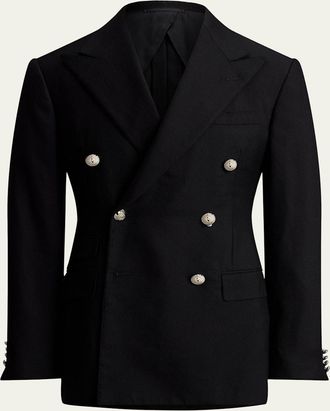 Ralph Lauren Purple Label Mens Cashmere and Wool Peak Lapel Double-Breasted Blazer