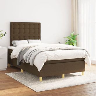 vidaXL Vidaxl - Cama Box Spring Con Colch&oacute;n Tela Marr&oacute;n Oscuro 120x200 Cm