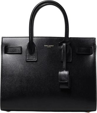 Saint Laurent Tassen, Dames, Zwart, ONE Size, Leer, Zwarte Leren Tote Bag