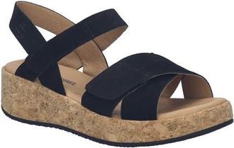Josef Seibel Evita 03 Slingback Platform Wedge Sandal in Black Nubuck at Nordstrom, Size 10-10.5Us