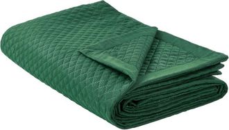 Beliani Colcha Cama Manta Decorativa Estampado Poli&eacute;ster Verde 220 X 240 Cm Nape