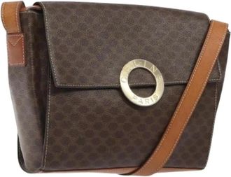 Celine Pre-owned Vintage macadam cirkel logo schoudertas - Dames - Vintage Schoudertas - Bruin - ONE Size - Leer - Vintage