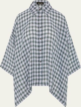 Eskandar Linen DPS Short Sleeve Shirt With Collar - Mid Plus Length