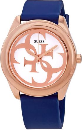 Guess G-Twist Silver Dial Blue Silicone Ladies Watch W0911L6