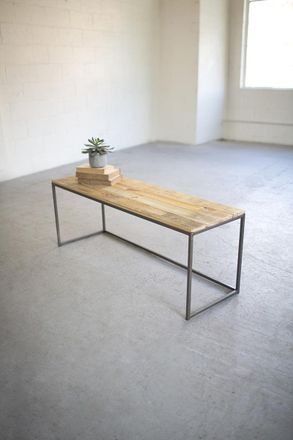 Kalalou Iron And Recycled Wood Bench