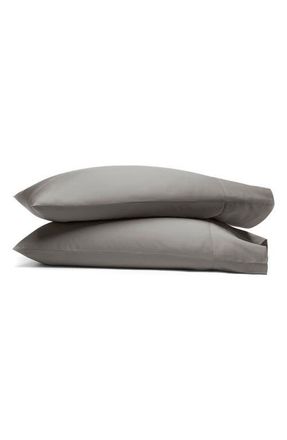 Boll & Branch Percale Hemmed 300 Thread Count Duvet Cover & Shams Set in Stone at Nordstrom, Size King