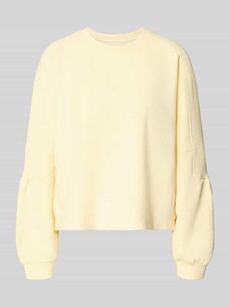 Marc Cain Oversized Sweatshirt mit gerippten Abschl&uuml;ssen in Hellgelb, Gr&ouml;&szlig;e 36