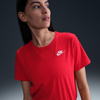 Nike Womens Nike Sportswear Club Essentials T-Shirt in Red | DX7902-657