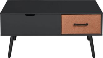 Yaheetech Yaheetech Mesa De Centro Elevable 100x50x45-59cm Con Almacenamiento Lateral Y Oculto,equipada De 1 Caj&oacute;n Y Patas De Madera Para Sal&oacute;n Y Cocina Negro