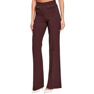 Elisabetta Franchi Wide Trousers, female, Brown, Size: XL Double-stretch Crepe Trousers