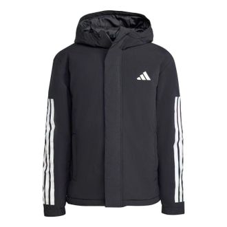 adidas Climawarm 3-Stripes Insulated Hooded Jacket Black White JY8303