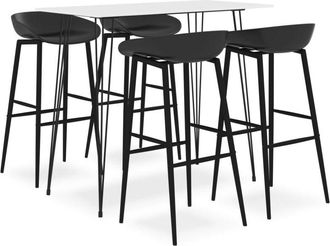 vidaXL 5 Piece Bar Set White and Black Vidaxl