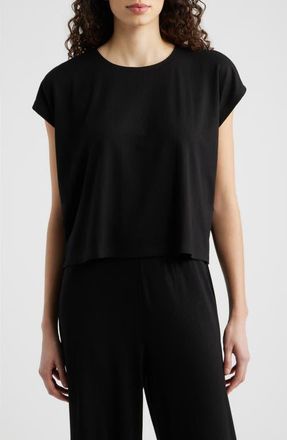 Eileen Fisher Crewneck Rib Top in Black at Nordstrom, Size X-Small