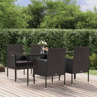 vidaXL Vidaxl - Set De Muebles Jard&iacute;n 5 Pzas Con Cojines Rat&aacute;n Sint&eacute;tico Negro